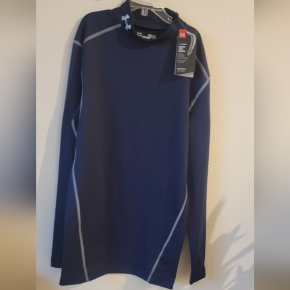 Under Armour Mens Shirt Size Medium Compressio Coldgear Activewear Athletic Blue - Picture 2 of 12